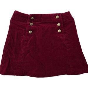 Janie and Jack Girls Corduroy Skirt Maroon Gold Button Accent Size 6